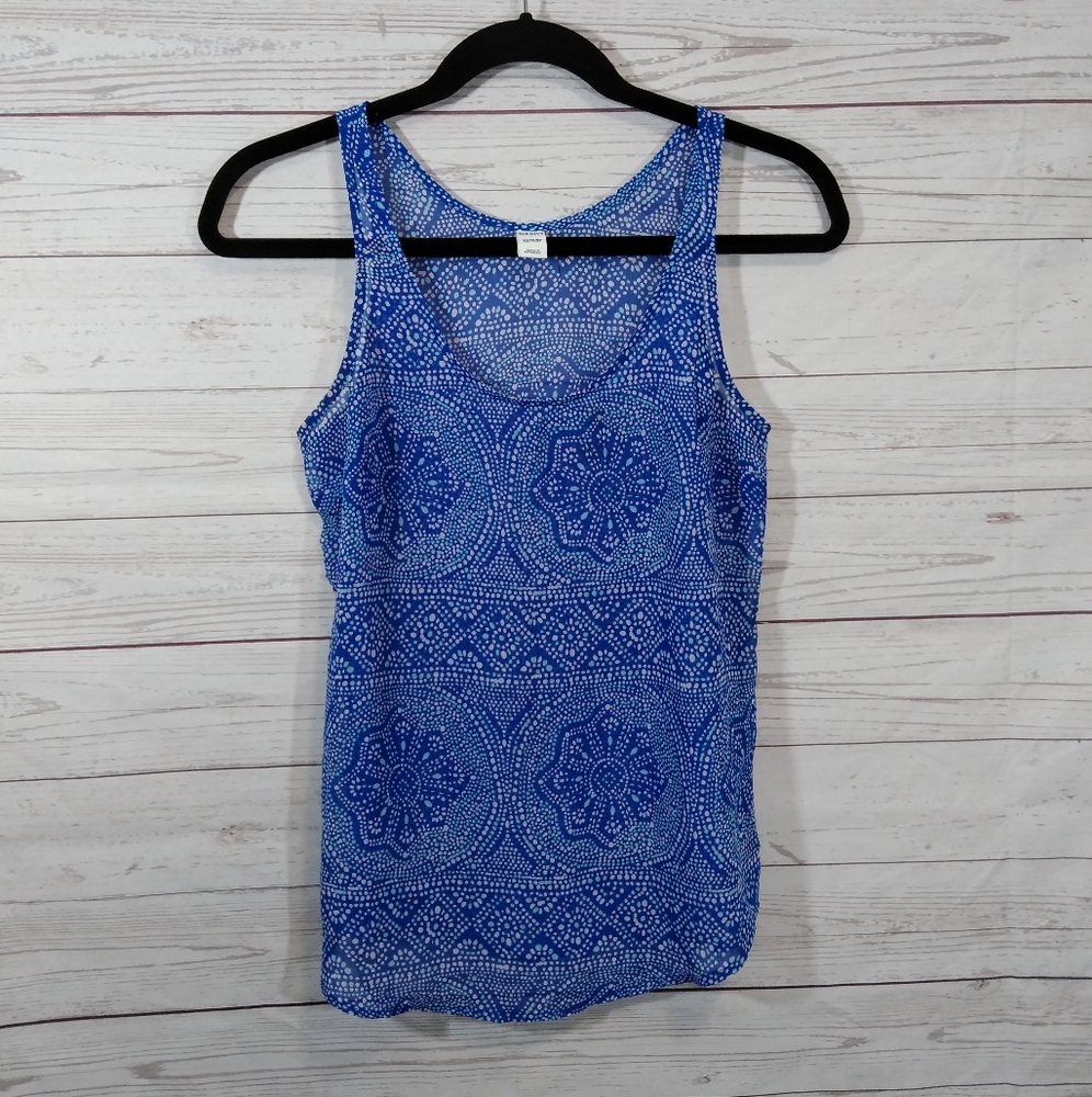 Old Navy semi sheer blue sleeveless tank top - Picture 1 of 5